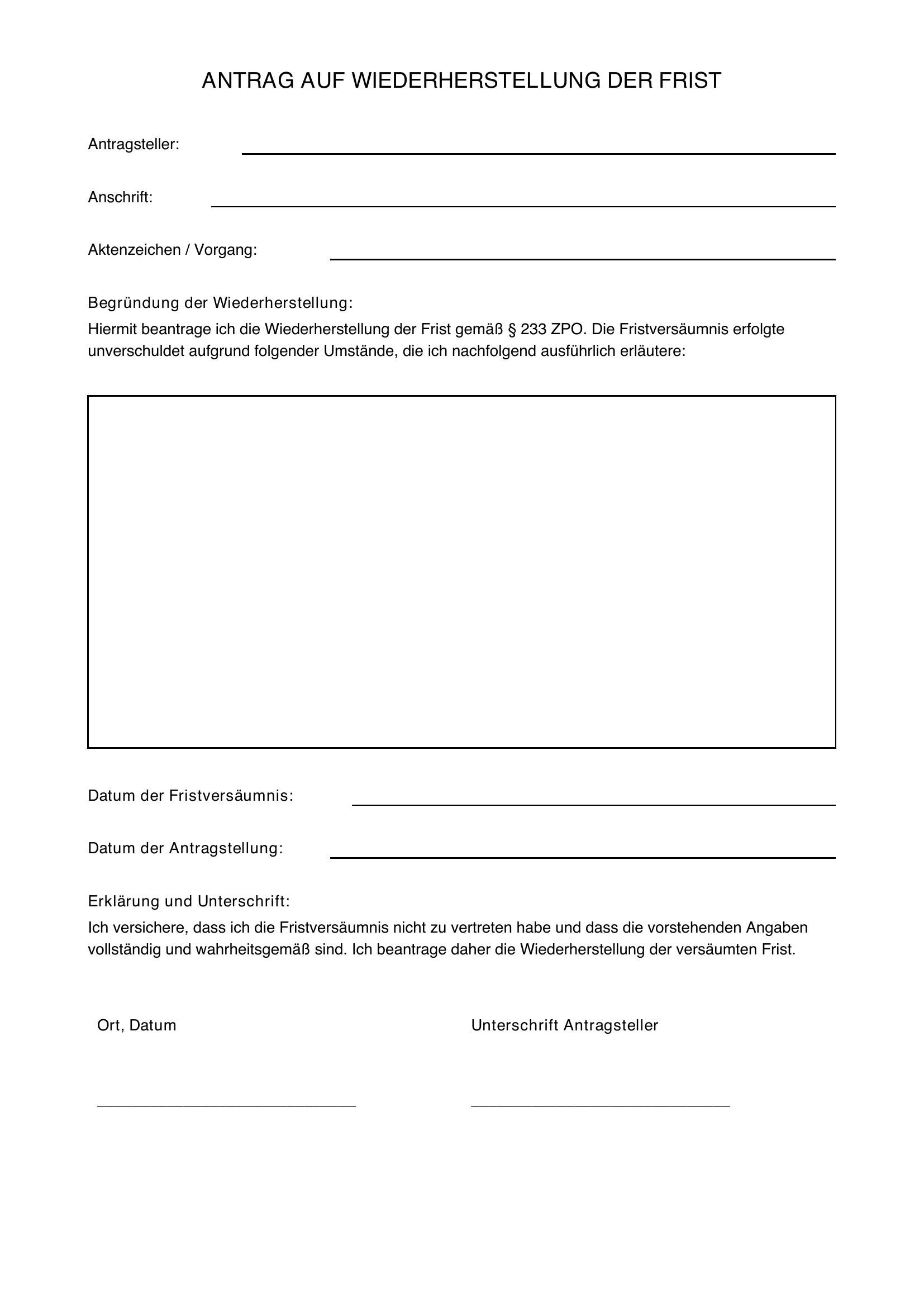Muster Antrag Wiederherstellungs Op