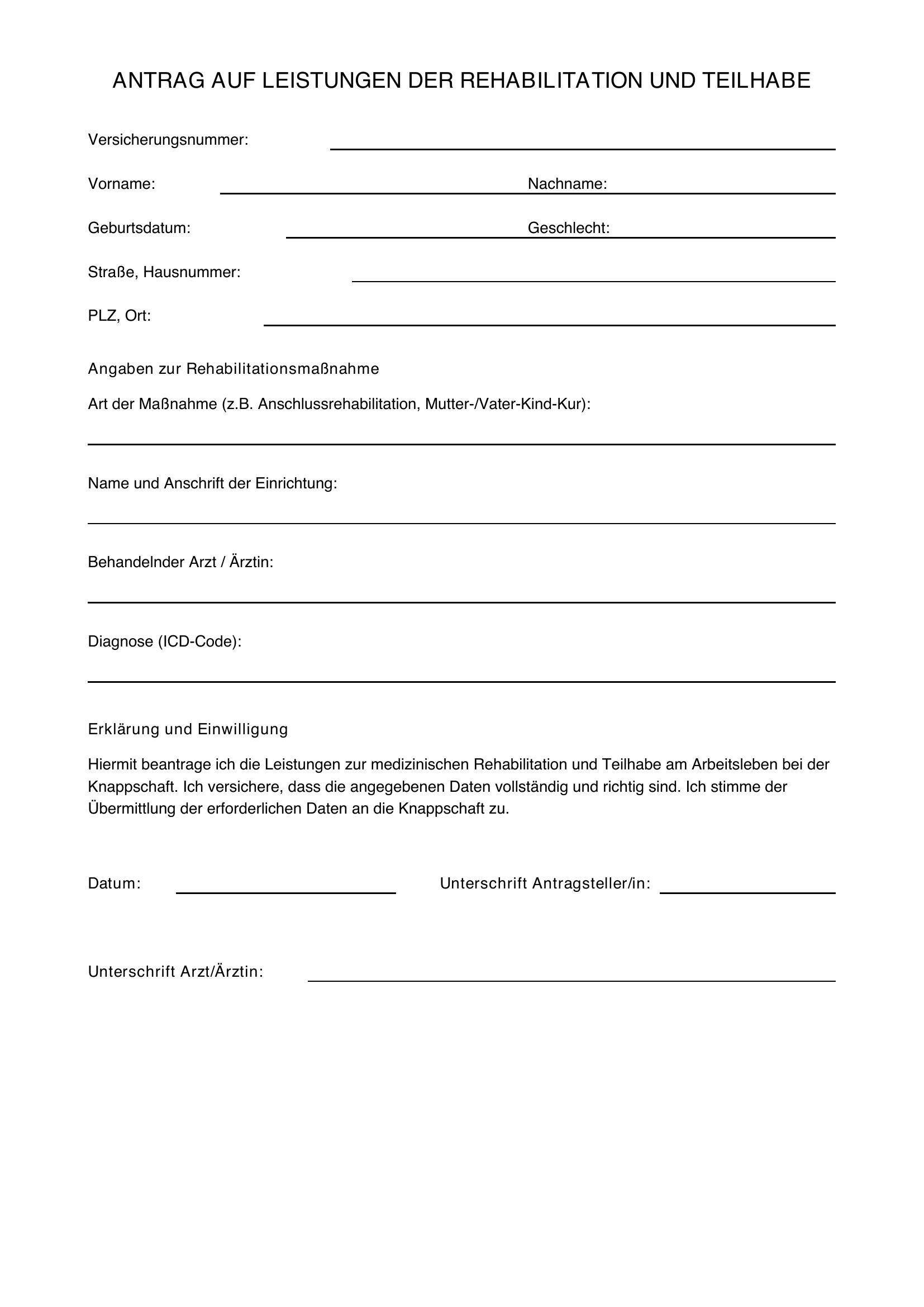 Knappschaft Reha Antrag