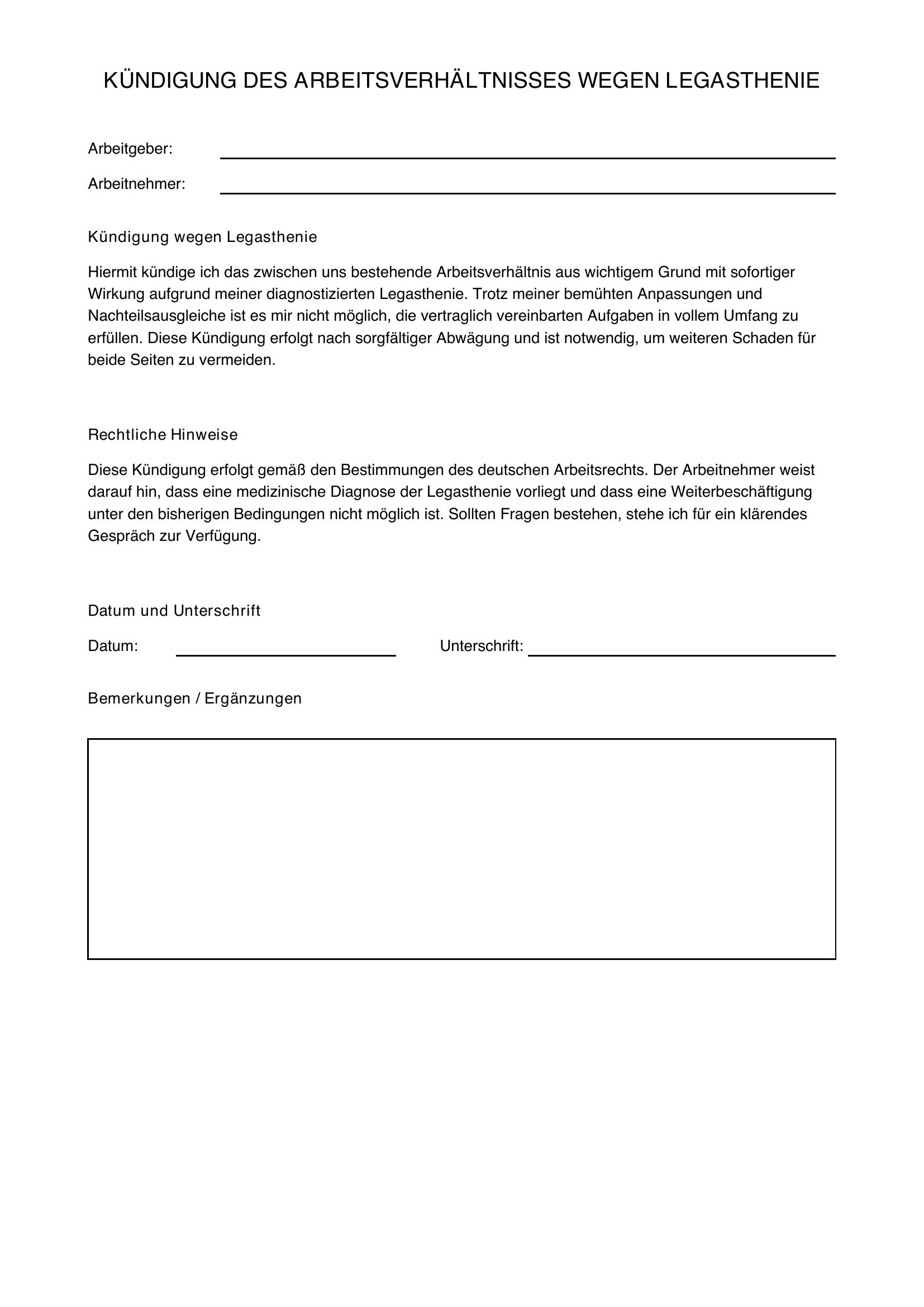 Legasthenie Kündigungsgrund