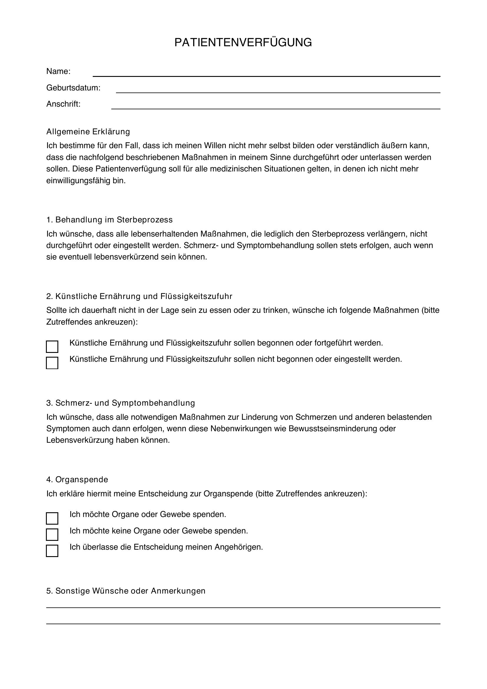 Mindener Patientenverfügung