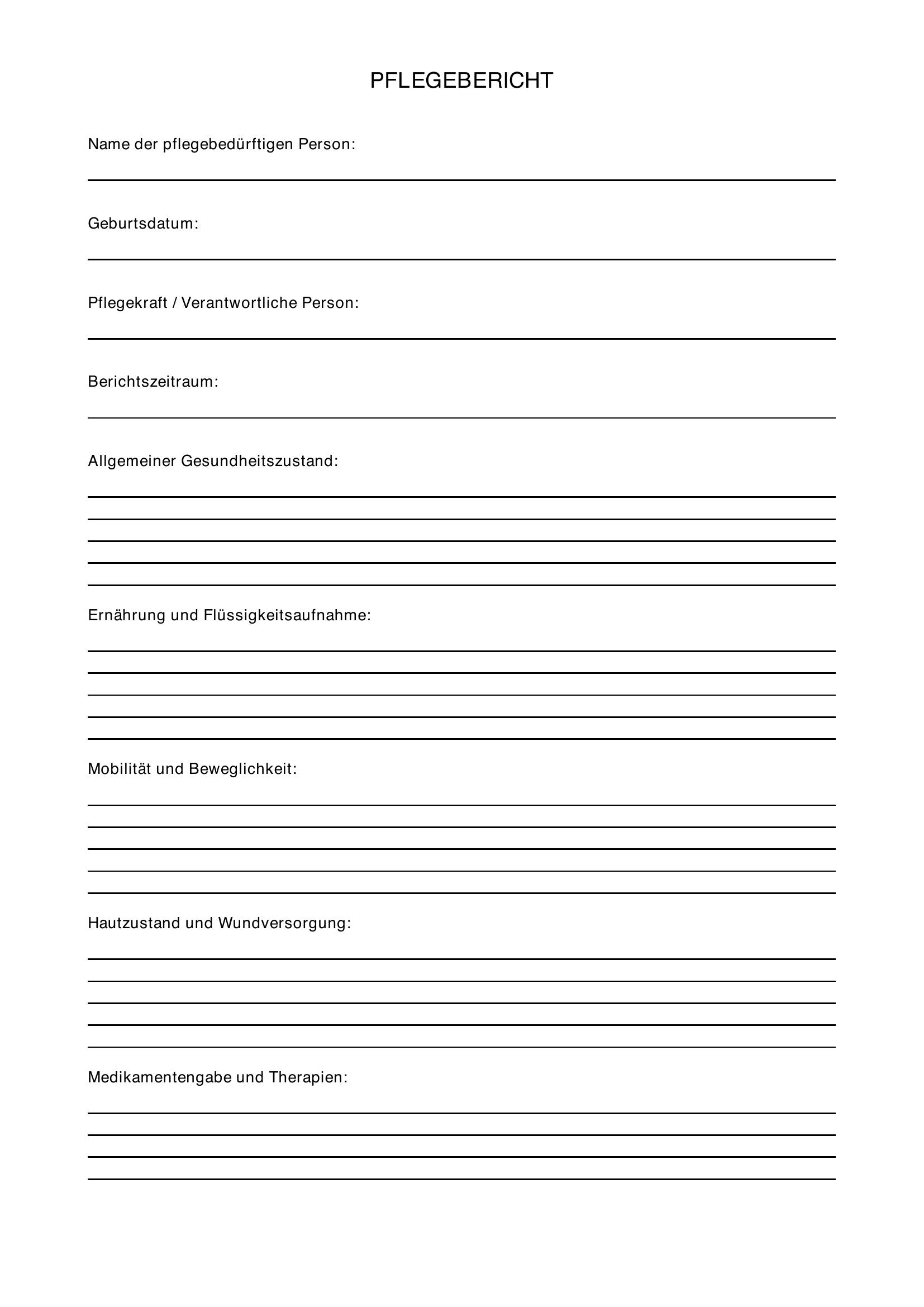 Pflegeberichte Schreiben Muster