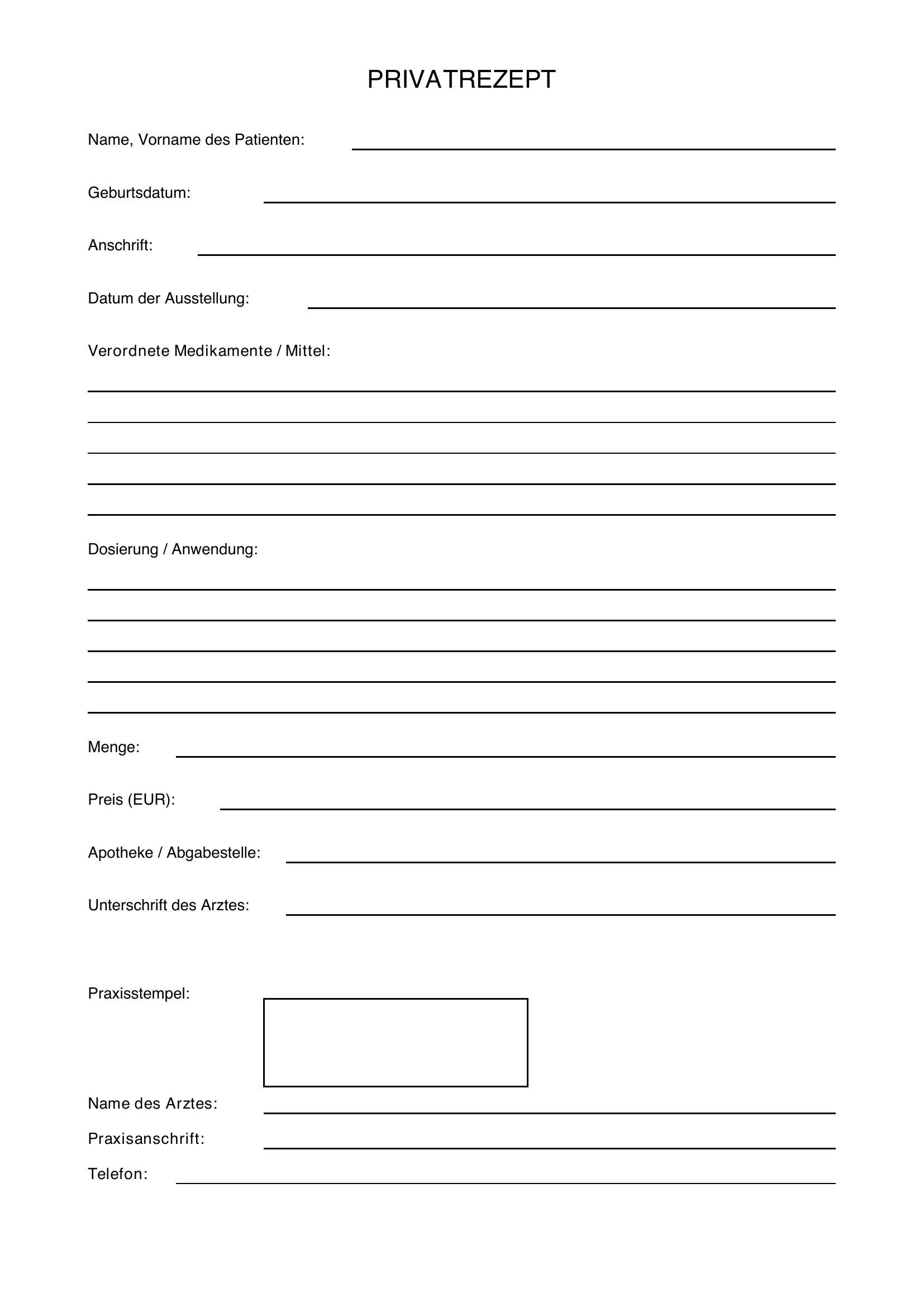 Privatrezept Vorlage Download